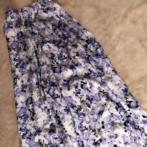 Long Floral Silky Skirt